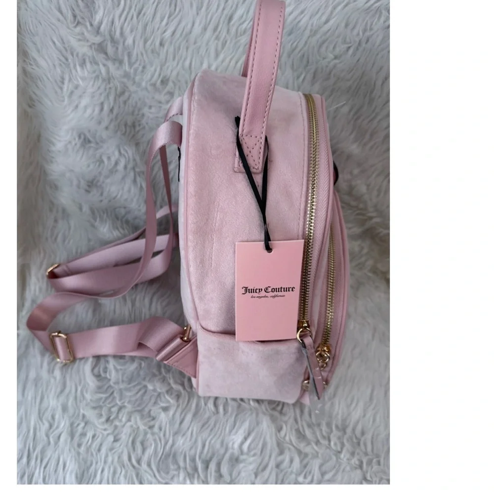 NWT Juicy Couture  Backpack Pink Diamond  Velour  Heritage New $99 School Bag